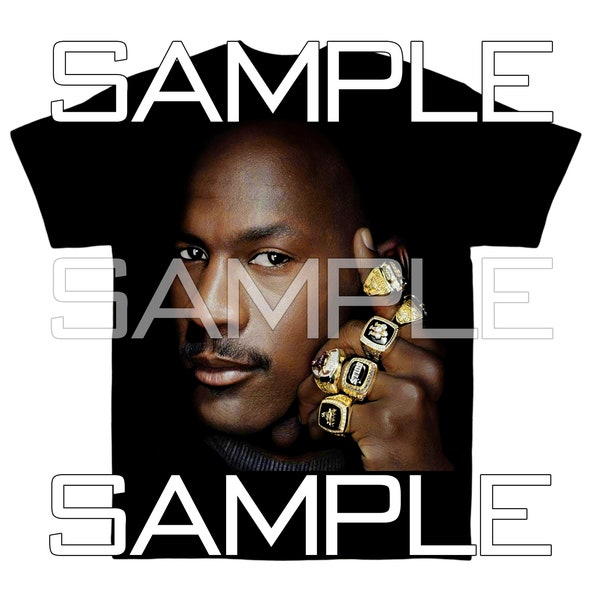 Instant Digital Download | Michael Jordan Rings Shirt - PNG | Digital Painting | Black Shirt | Knockout Black