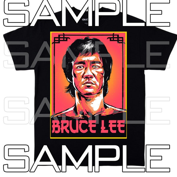 Instant Digital Download | Bruce Lee PNG | Digital Painting | Black Shirt | Knockout Black