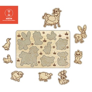 Lasercut Animal Puzzle For Kids Wooden Toy Design SVG CDR Files