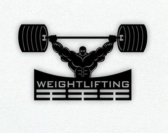 Laser Cut Weightlifting Medal Display Medal Hanger Victory Metal Wooden Medal Holder SVG File
