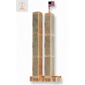 Lasercut Twin Towers modelo 3D decorativo brinquedo de madeira 3 mm planta de casa arquivos SVG CDR