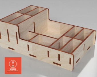Lasercut Wooden Desk Organizer Model Home Craft 6 mm Plan SVG File