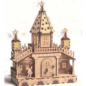 Lasercut Christmas House 3D Model Decorative Wooden Toy 3 mm Plan SVG DXF Files