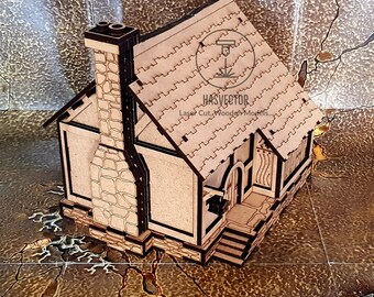 Lasercut Dollhouse Country Villa Model 3D Decorativo Juguete de madera 3.2 mm House Plan SVG CDR Archivos