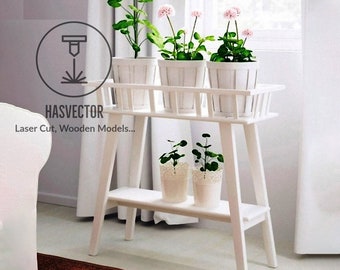 Cnc Cut Wooden Flower Stand Model Home Craft Furniture Vector 6.3 mm Plan SVG CDR Files