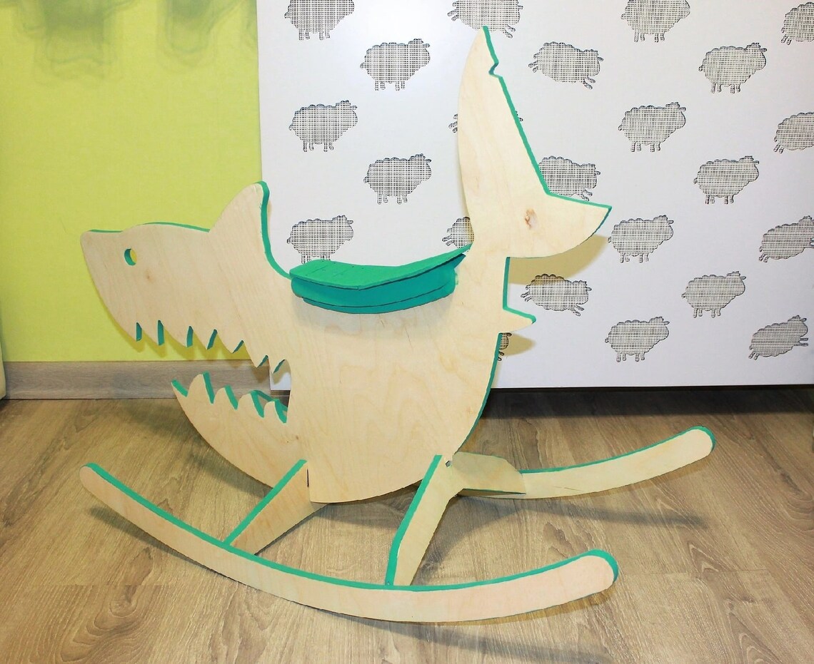 Lasercut Rocker Wooden Shark Toy Plan for Kids Cnc Router Cut 13 Mm ...