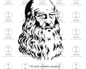 Leonardo Da Vinci Vector Art Illustration Design For Engraving, Stickers, Printing SVG DXF PDF Cdr Eps Ai Files