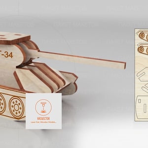 Lasercut Tanque de madera Panzer Modelo simple 3D Puzzle Juguete 4 mm Archivo SVG