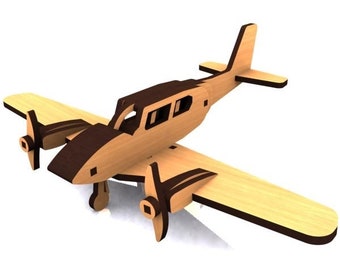 Lasercut Plane Model 3D Wooden Toy 3 mm Plan SVG File