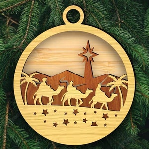 Lasercut Natividad Ornoment Modelo 3D Juguete de madera decorativo Feliz Navidad Archivos SVG DXF CDR
