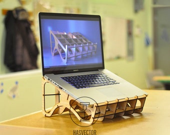 Suporte para laptop de madeira cortado a laser, modelo 4,3 mm, arquivos SVG CDR