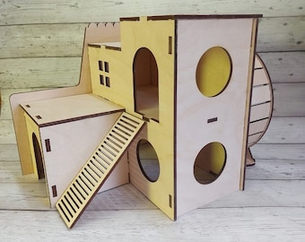 Lasercut Wooden Hamster House Model Decorative Pet House 4 mm Plan SVG DXF Files