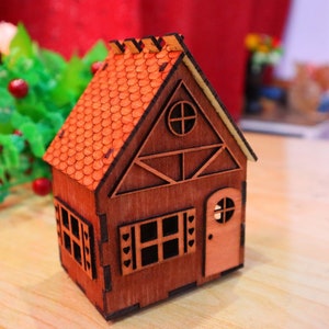 Lasercut House Model 3D Decorative Wooden Toy 3 mm Plan DXF SVG CDR Files
