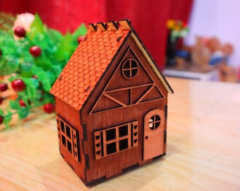 Lasercut Haus Modell 3D Dekoratives Holzspielzeug 3 mm Plan DXF SVG CDR Dateien