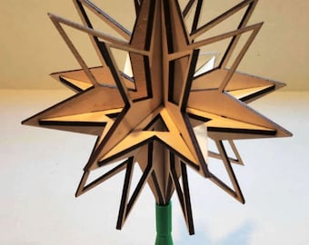 Corte láser Moravian Star Modelo 3D Diseño en miniatura de madera 3,5 mm Plan SVG DXF CDR Archivos