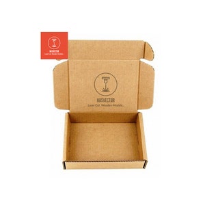 Diseño de caja de cartón cortado con láser Modelo de caja de papel para envío, regalo, almacenamiento de archivos SVG CDR