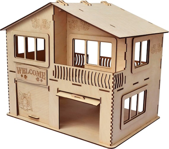 Lasercut Dollhouse Garage Model 3D Decorative Wooden Toy Mm