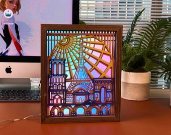 Lasercut Paris Box Wooden Layered Decoration Plan SVG DXF Files