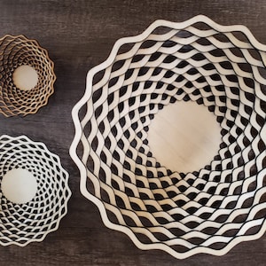 Lasercut Fruit Bowl Model Decorative Wooden Basket Home Craft Plan SVG DXF Files