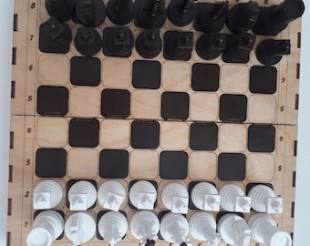 Laser Cut Wooden Chessboard And 3D Pieces 4 mm Plan SVG DXF Files