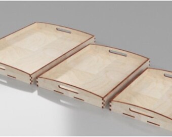 Bandeja Lasercut Modelo Cocina de Madera Craft 3 Diseño 4 y 6 mm Plan SVG DXF CDR Archivos
