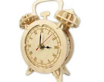 Lasercut Classic Desk Clock Design Wooden Model 2 mm Plan SVG DXF Files
