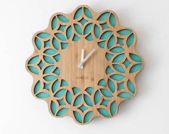 Lasercut Geometric Decorative Wall Clock Design Wooden Metal Model SVG DXF Files
