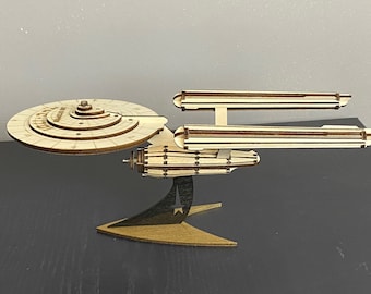 Houten USS Enterprise-puzzelset: milieuvriendelijk educatief speelgoed