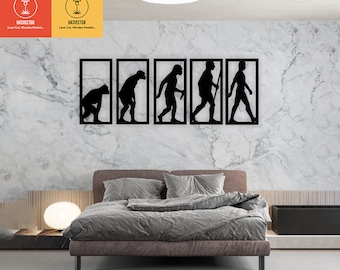 Lasercut evolución humana madera Metal pared decoración Vector arte SVG CDR archivos