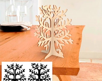 Modelo de árbol de madera cortado con láser decorativo hogar artesanía vector 4 mm Plan SVG DXF archivos