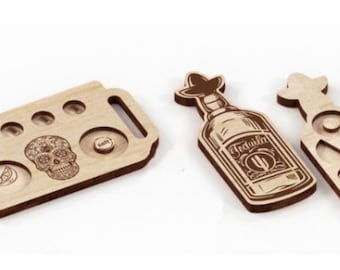 Lasercut Tequila Party Board Model Wooden Kitchen Craft Tray Design DXF SVG CDR Files