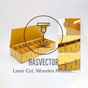 Scatola di immagazzinaggio Lasercut Organizzatore da scrivania in legno Modello 4 mm Plan File SVG CDR