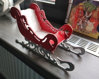 Lasercut Weihnachtsmann Schlitten Modell 3D Dekorative Weihnachtswagen Holzspielzeug 3 mm Puzzle Plan SVG DXF PDF Cdr Eps Ai Dateien