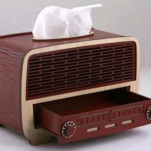 Lasercut Serviettenhalter, Classic Old Radio Muster Modell aus Holz Küche Handwerk Design 3 mm Plan SVG DXF Dateien