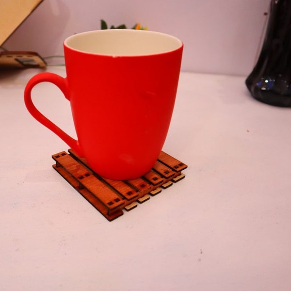 Lasercut Mini Pallet Coaster Model 3D Glass Coaster 3 mm and 4 mm SVG File