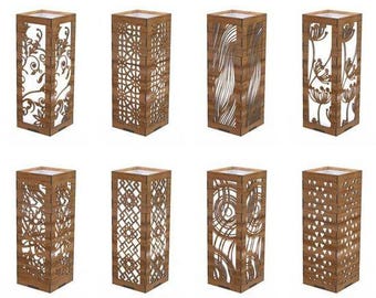 Paquete de archivos de corte láser para cajas de luz / 8 diseños geométricos y florales en formato SVG, DXF, CDR y PDF / Juego de corte para madera
