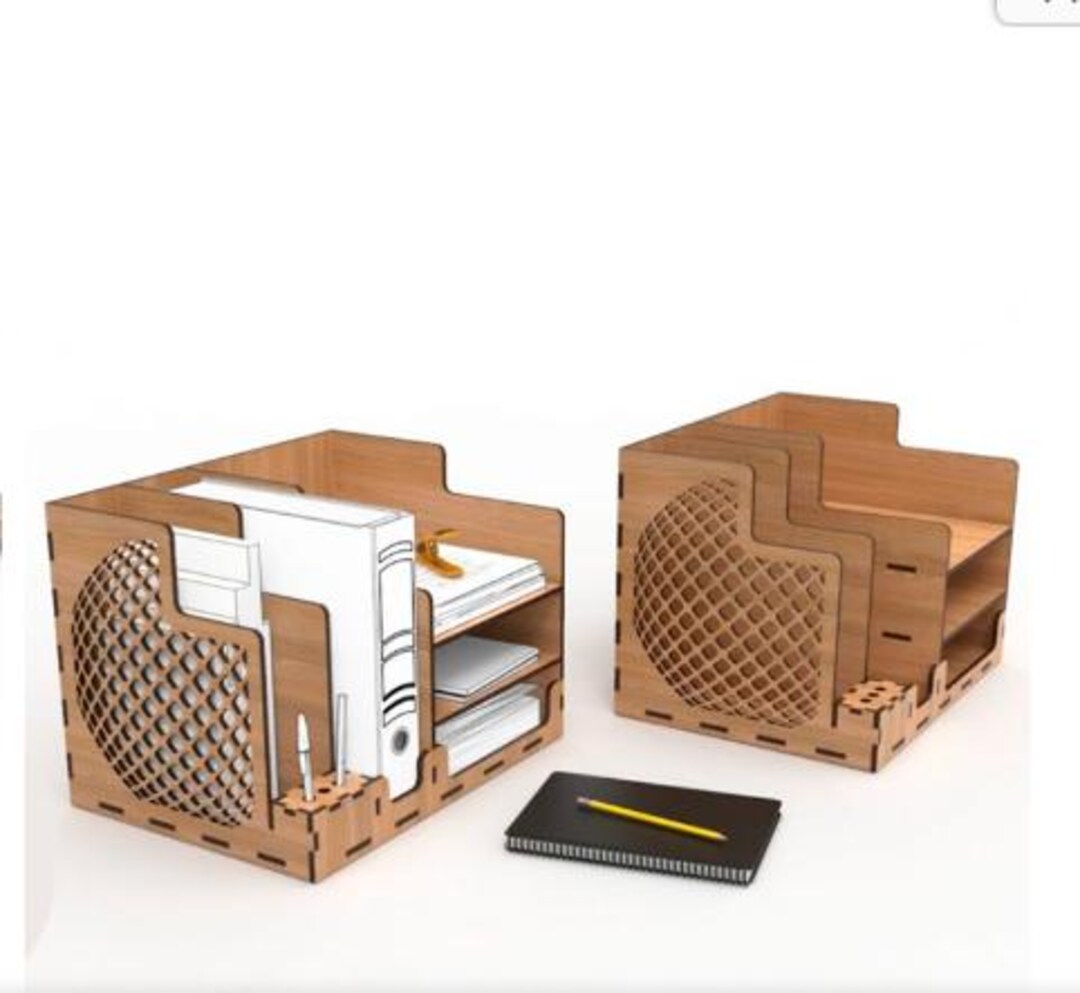 Desk Organizer Set Laser Cut File | Wooden Storage Box SVG DXF CDR Pdf ...