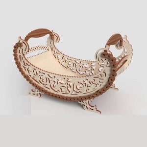 Lasercut Fruit Basket Model Decorative Wooden Basket Home Crafts 4 mm Plan SVG DXF Files