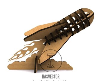 Lasercut Rocket Model Wooden 3D Puzzle Toy 6 mm Plan Vector SVG CDR Archivos