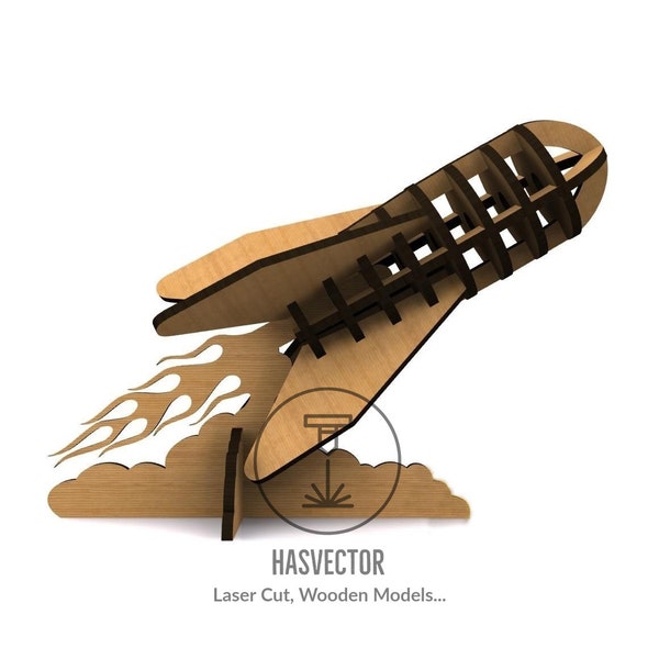 Lasercut Rocket Model Wooden 3D Puzzle Toy 6 mm Plan Vector SVG CDR Files