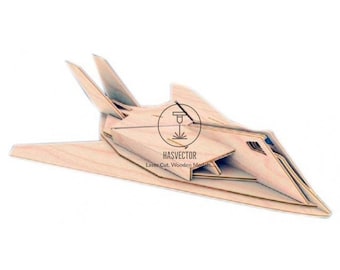 Lasercut Plane Jet Model Wooden 3D Puzzle Toy 4 mm Plan Vector SVG CDR Files