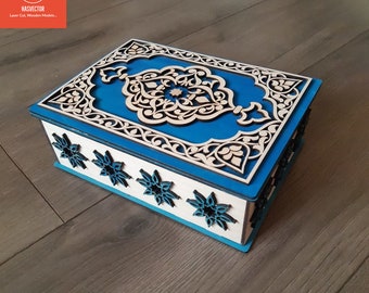 Lasercut Storage Box Design With Pattern Decorative Wooden Gift Box Model 3 mm Plan SVG CDR Files