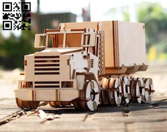 Lasercut camion modèle 3D décoratif jouet en bois Design 2,25 mm Plan SVG CDR fichiers