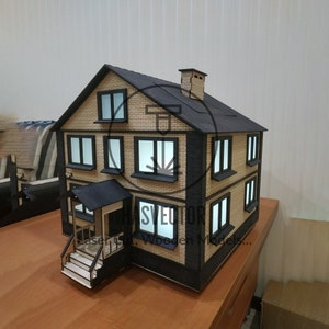 Lasercut Gebäude Haus Modell 3D Dekoratives Holzspielzeug 4 mm Plan SVG CDR Dateien