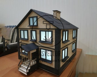 Lasercut Building House Model 3D Decorative Wooden Toy 4 mm Plan SVG CDR Files