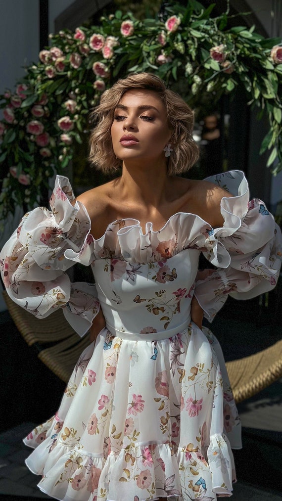 green emerald velvet dress A Line Off Shoulder Short Burgundy Floral Prom Dresses, Short Burgundy –  jbydress main image 0