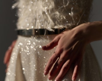 A-line Bridal Dress, Off Shoulder, Shining and Sparkling, Corset, Skirt