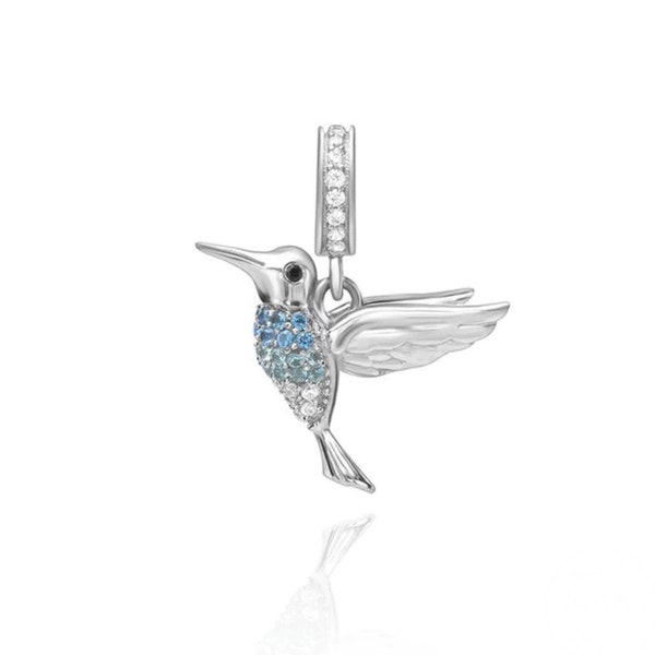 Hummingbird Pandora Style Charm • Bird Bracelet Charm • Gift for Her