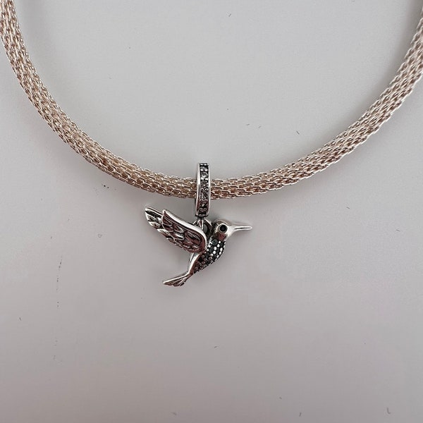Hummingbird Pandora Style Charm • Bird Bracelet Charm • Gift for Her