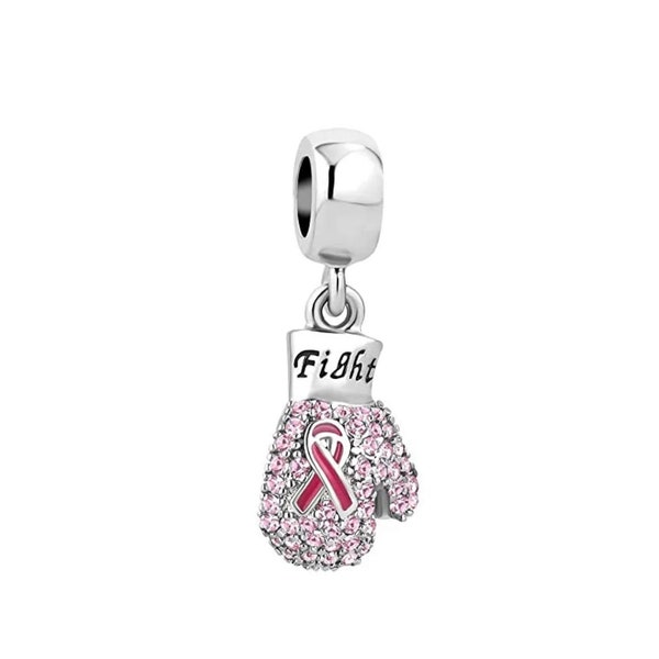 Fight Breast Cancer Charm • Breast Cancer Awareness • Pink Boxing Glove • Pandora Style Charm • Gift for Her